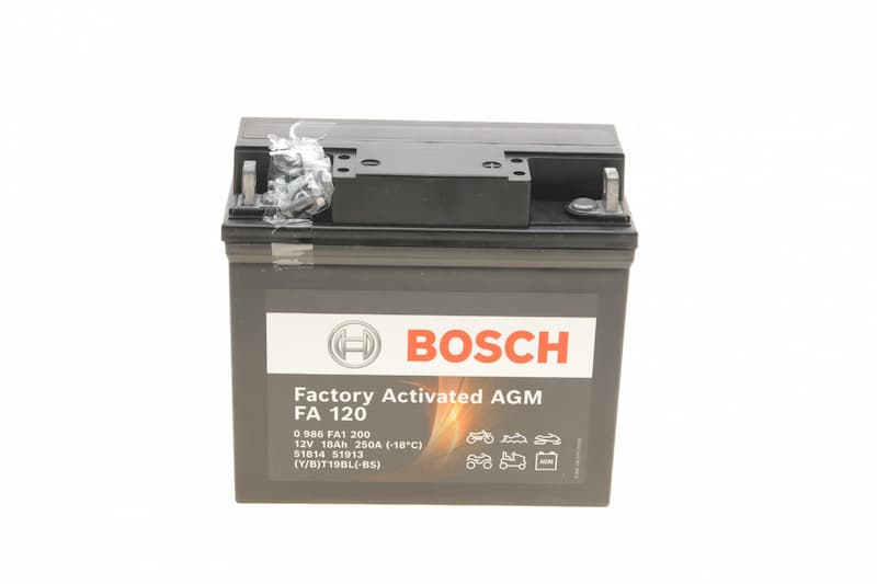Аккумулятор МОТО 18Ah 250A FACTORY ACTIVATED AGM ПРАВ [+] 186*82*171 BOSCH 0986FA1200