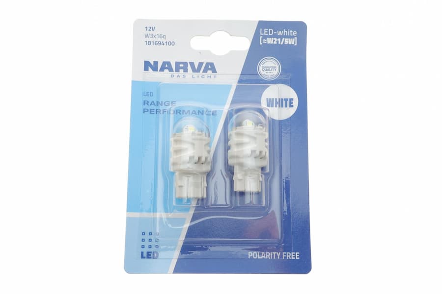 Лампа LED W21/5W 12V 2.4/0.48W W3x16q (белый) 2шт NARVA 181694100