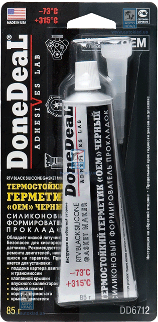 Герметик термостойкий черный 85г DONE DEAL DD6712
