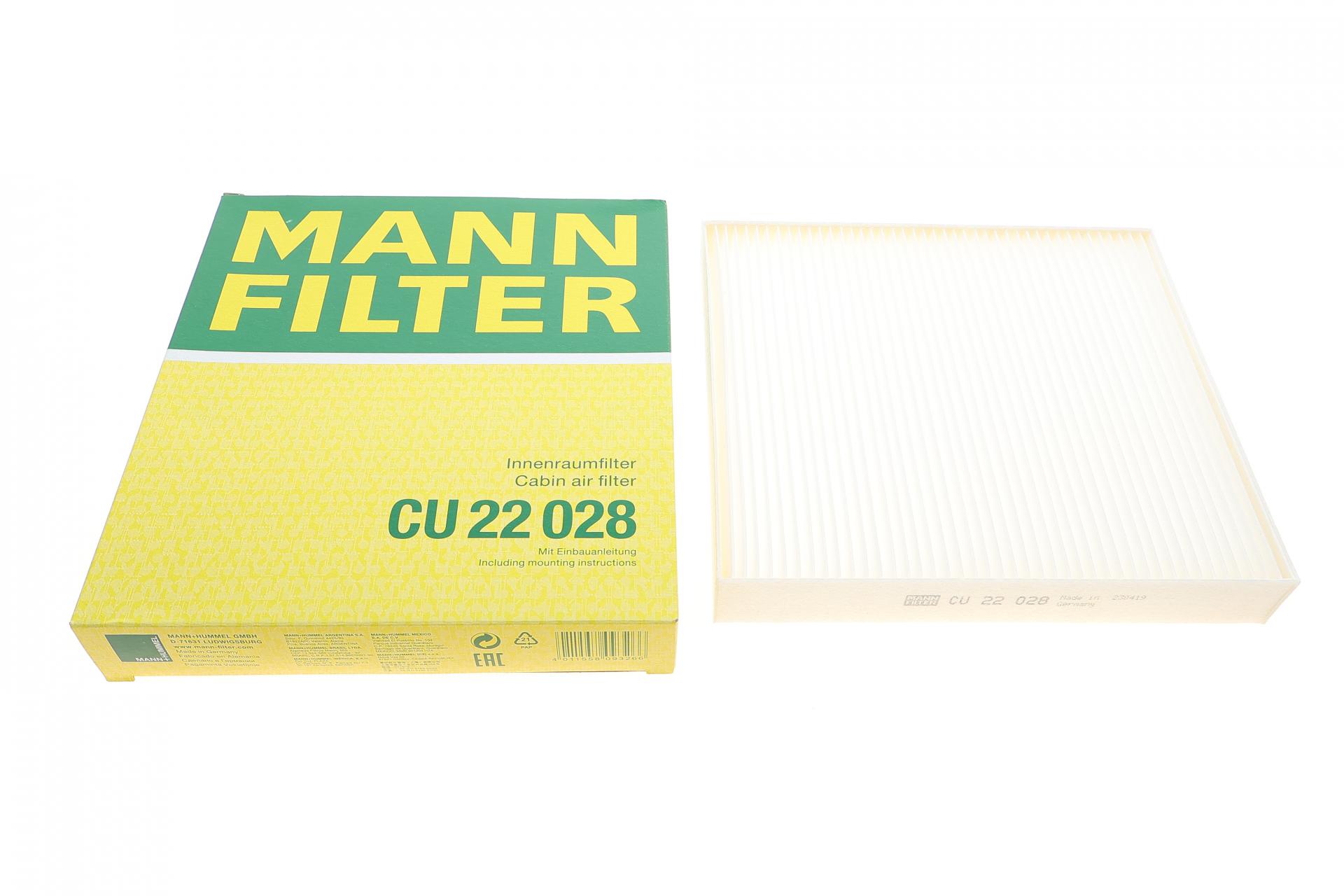 Фільтр повітря салону MANN CU22028