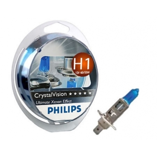 Лампи H1 CrystalVision к-т 2шт. и W5W к-т 2шт. PHILIPS 12258CVSM