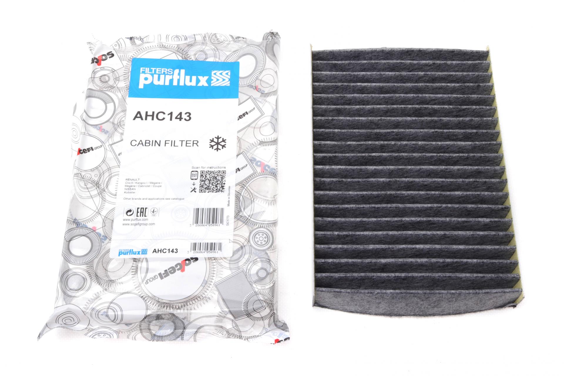 Фільтр повітря салону вугільний PURFLUX AHC143
