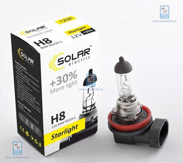 Лампа H8 Starlight+30% SOLAR 1208