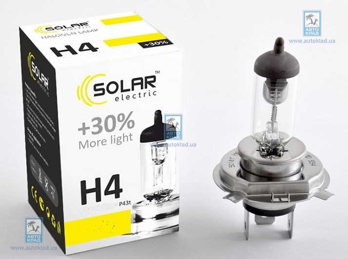 Лампа H4 100/90W Starlight+30% SOLAR 1214