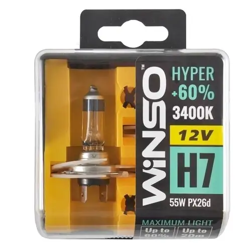 Лампа H7 HYPER +60% 55W PX26d SET WINSO 712730